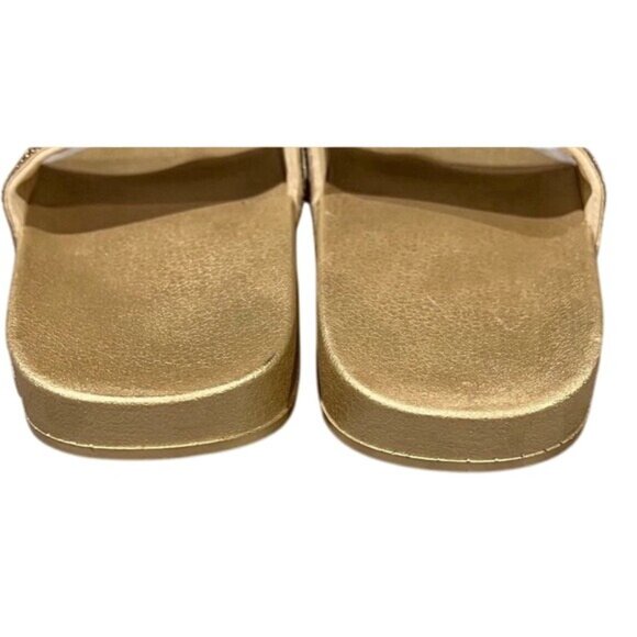 True Religion Gold Rhinestone Slide Sandals Womens Size 9 - Picture 7 of 10